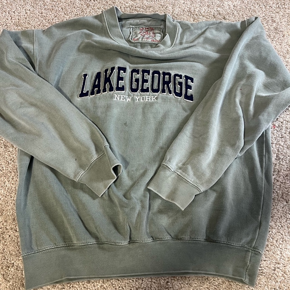 Lake George New York Vintage Sage Green Sweatshirt